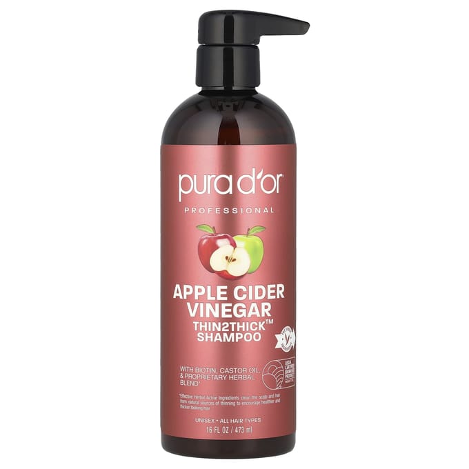 Pura D'or, Apple Cider Vinegar, Thin2Thick, Shampoo, 16 fl oz (473 ml) brown