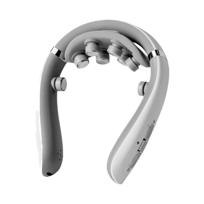Nekmassager Elektrisch Microstroom Multi-Hoofd Vervangbaar Draadloos Kneed Shiatsu Verwarming Vibratie Cervicale Schouder Massager wit