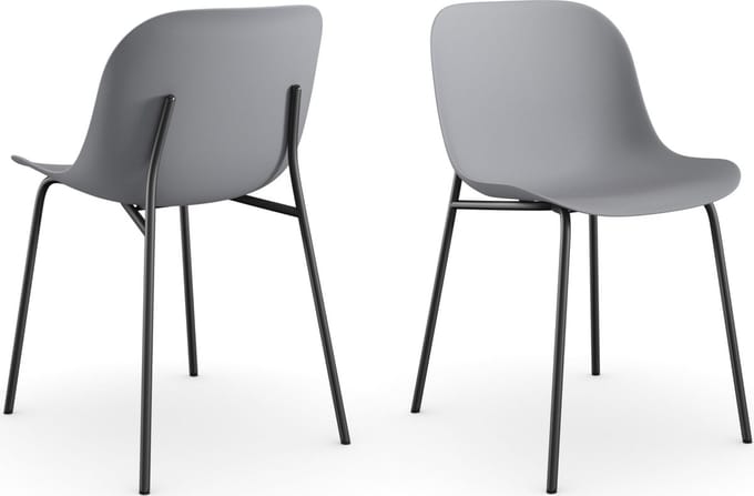Ocean-Eetkamerstoelen set 2 gerecycled plastic grijs metalen poten