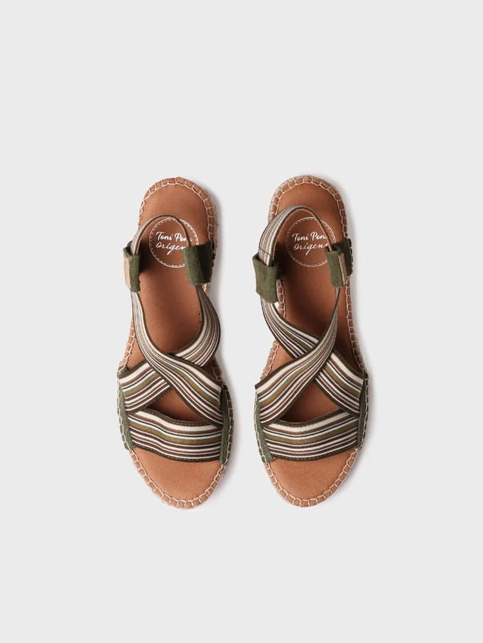 Dames espadrille met sleehak en elastische banden | TINA
