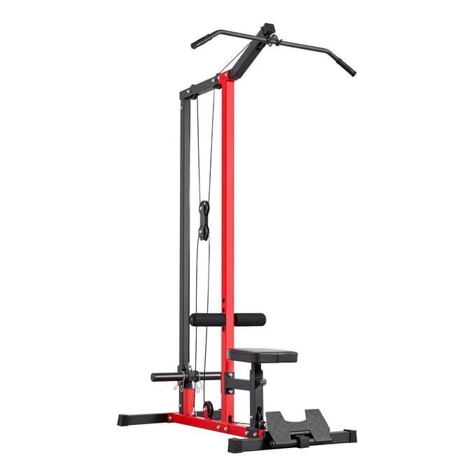 LAT Pull Down Machine, 2-in-1 Row Kabelmachine, Kabelmachines Home Gym met 3-Niveaus Verstelbare Zitting, 4-Niveaus Verstelbare Schuimroller, Belasting 227kg Lat