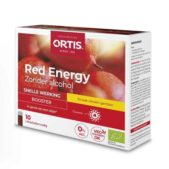 Ortis® Red Energy Bio Zonder Alcohol 10x15 Drinkbare ampoules