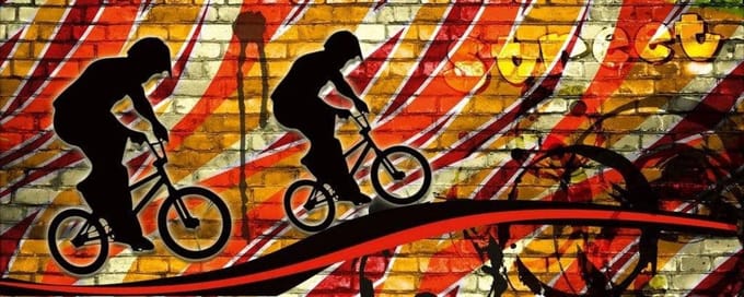 Fotobehang - Bicycle Red 375x150cm - Vliesbehang