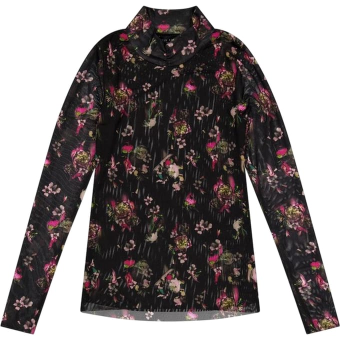 Ted Baker Dames Bloemen Hoge Hals Top (Zwart)