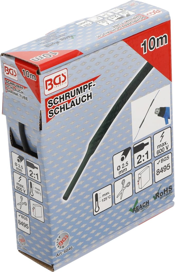 BGS krimpkousdoos zwart Ø 2,5 mm 10 m - 6846
