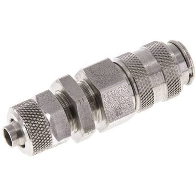 RVS DN 5 Luchtkoppeling Snelkoppeling 6x8 mm Push-On Schotkoppeling Double Shut-Off - CLS5-NB-S-SV-P-6