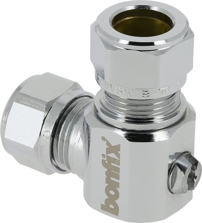 Bonfix Kogelstopkraan met schroevendraaier bediening 12mm knel haaks chroom