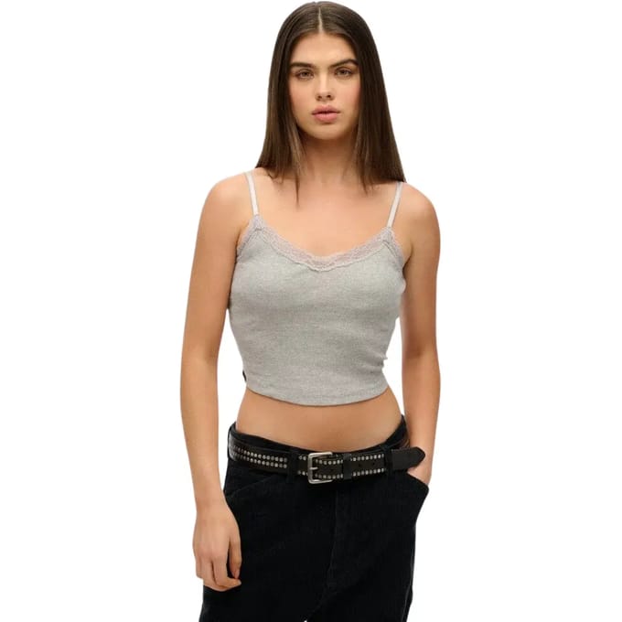 Korte top met kanten rand voor dames Superdry Athletic Essentials