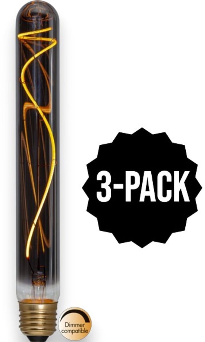 3-Pack | Staaflamp - E27 - 2.2W - Super Warm Wit <2200K - Dimbaar - Filament - Rookglas