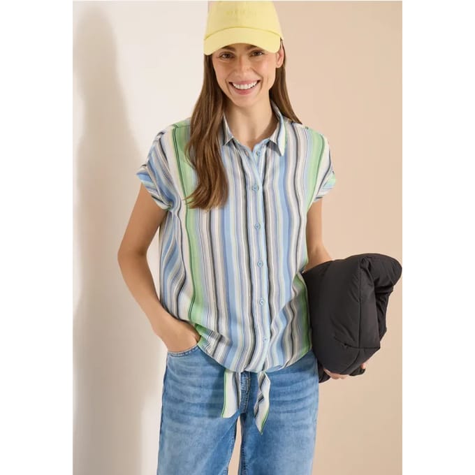 Overhemdblouse met strepen en knopen