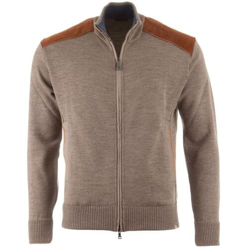 Paul & Shark Vest Shark Tag Velvet Soft Cool Touch Wool Full Zip Driftwood / male
