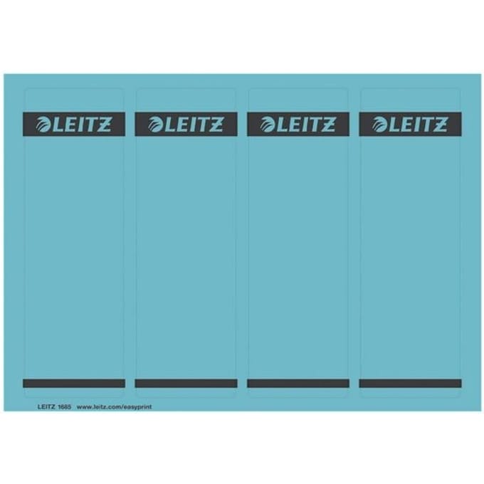 LEITZ® rugetiketten kort, via pc beletterbaar, rugbreedte 80 mm, zelfklevend, 100 st., blauw