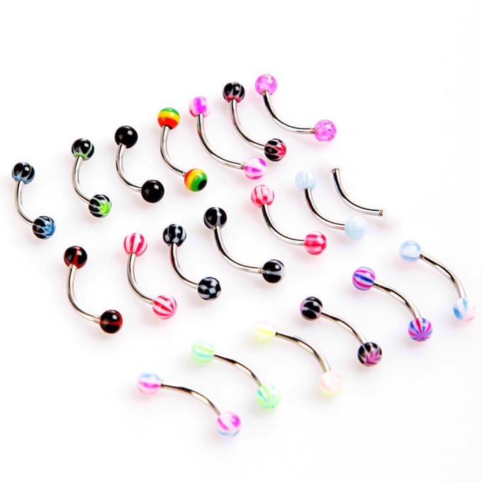 20st bola Veelkleurige Barbell curvado cejas anillos bares Cool Piercing Tragus veelkleurig