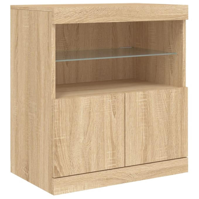 vidaXL - Dressoir - met - LED-verlichting - 60x37x67 - cm - sonoma - eikenkleurig