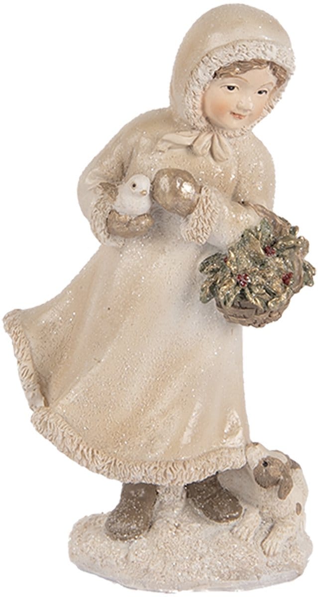 Clayre & Eef Decoratie Beeld Kind 10x7x17 cm Beige Kunststof