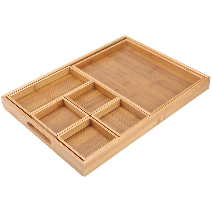Combinatie Bamboe Gedroogd Fruit Schaal Snackbord Houder voor Thuis Thee Ceremonie brown