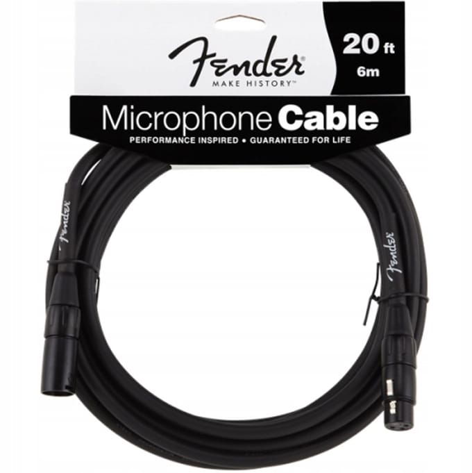 Fender Microfoonkabel 20' BK - Handsoldeerd, Duurzaam