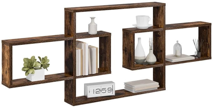 vidaXL - Wandplank - Gerookt - eiken - 130 - x - 10 - x - 50 - cm - Bewerkt - hout