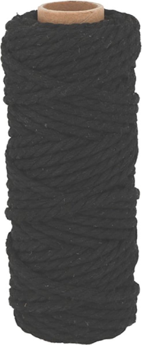 Zwart katoenen koord 25 m x 6 mm - Artemio