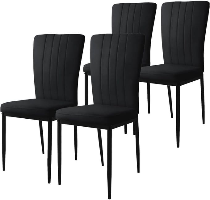 DailySupplies® Eetkamerstoelen Set van 4 - Eetkamerset - Extra Comfortabel - Zwart