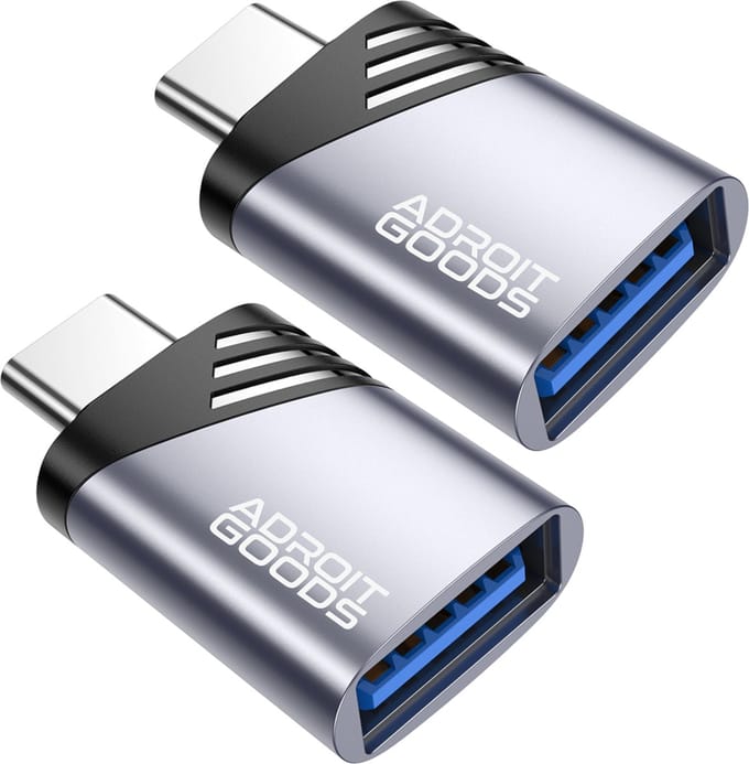 AdroitGoods 2x USB-C naar USB-A Adapter - USB 3.1 - Converter - Aluminium Grijs
