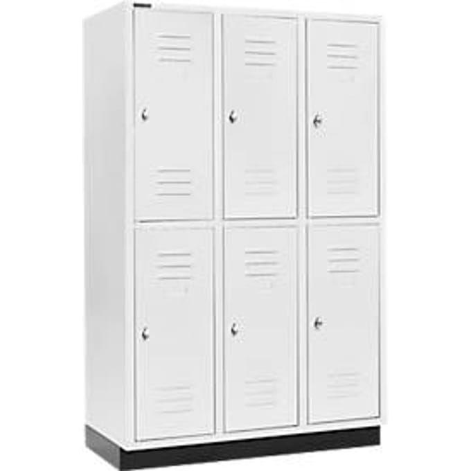 Schäfer Shop Select Kledinglocker, met 3 x 2 compartimenten, 400 mm, met fitting, draaigrendelslot, deur lichtgrijs