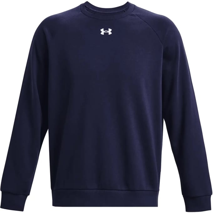 Under Armour UA Rival Fleece Crew Heren Sporttrui - Navy - Wit