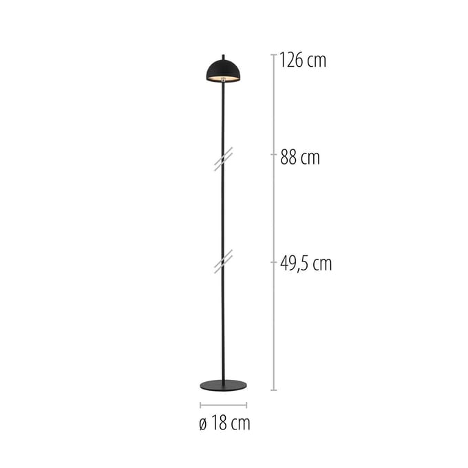 Schöner Wohnen LED vloerlamp op accu Bellis, zwart, IP54