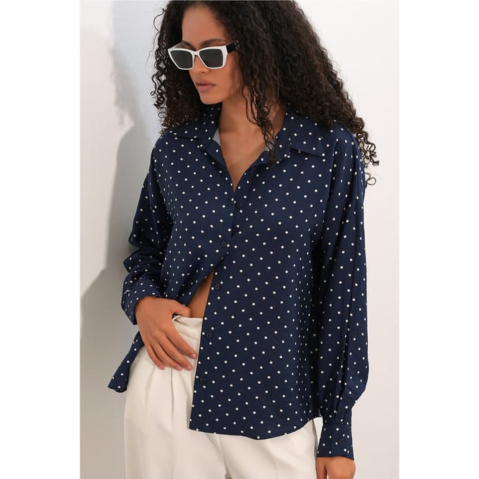 Oversized Stippen Crepe Shirt