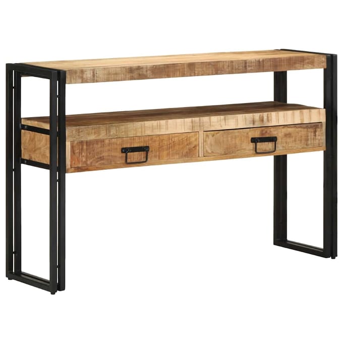 vidaXL - Wandtafel - met - lade - Bruin - 120 - x - 33 - x - 75 - cm - Massief - Mango - Hout