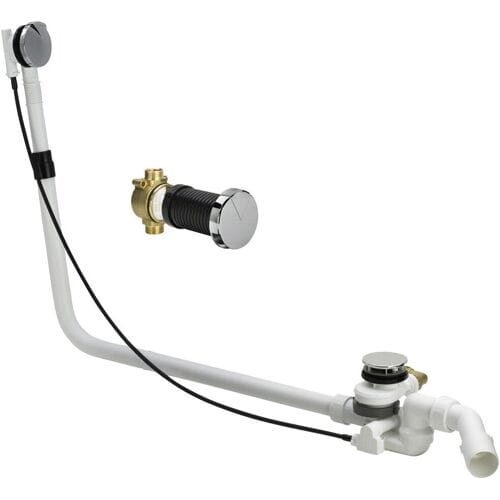 Viega Multiplex Trio F afvoer-/overloopcombinatie model 6145.6 DN: 40/50 bowdenkabel-lengte: 1070 L: 130-680 H: 180-430 ligbad verlengd voor ligbad met afvoergat-Ø 52, 675479