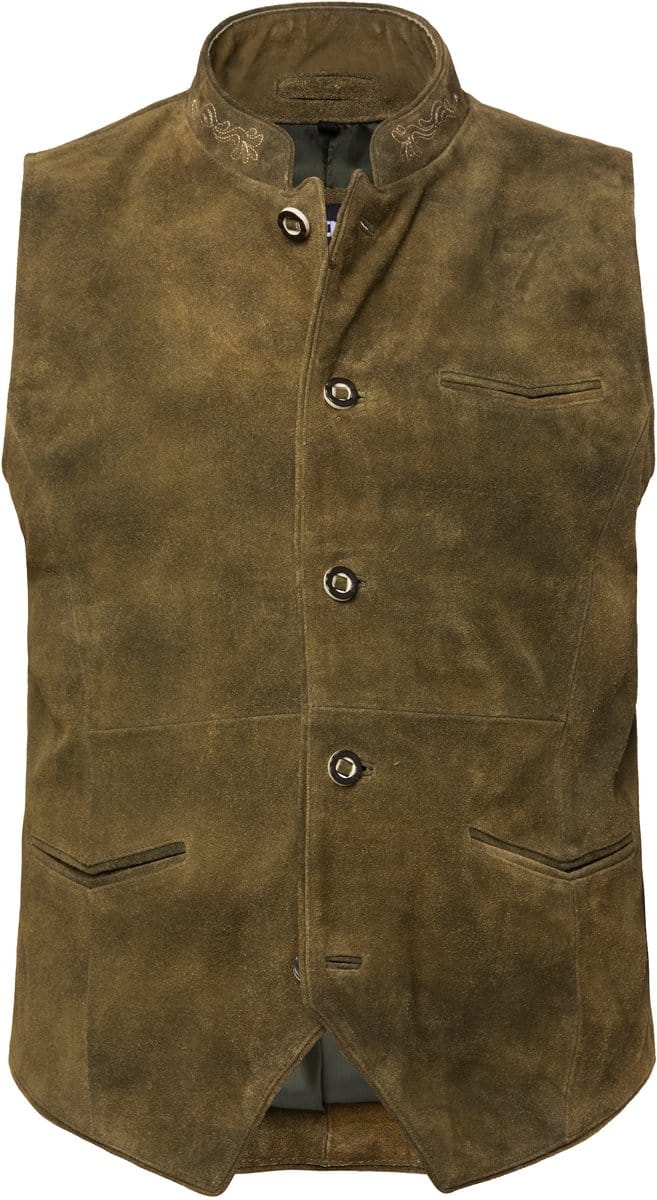 Men Plus - Heren - Traditioneel leren gilet echt rundleer - Saliegroen - Maat 64