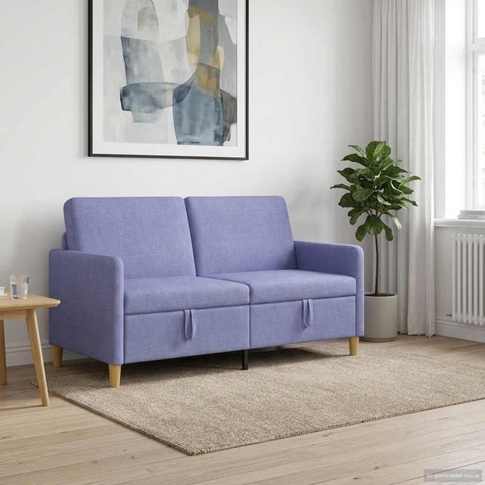 vidaXL - Sofa - met - Opbergruimte - Jeans - Blauw - 152 - x - 78 - x - 87 - cm - Polyester