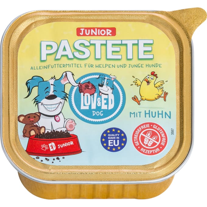 12x150g Lov&Ed hondenvoer paté junior met kip nat hondenvoer