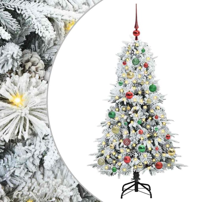 vidaXL - Kunstmatige - Hinged - Kerstboom - met - 150 - LED - Wit - 150 - cm - PE - en - PVC