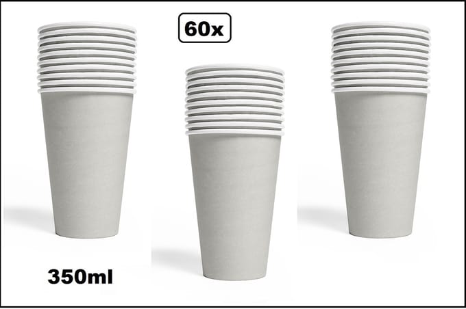 60x Mega beker zilver karton 350ml - Drinken drank limonade