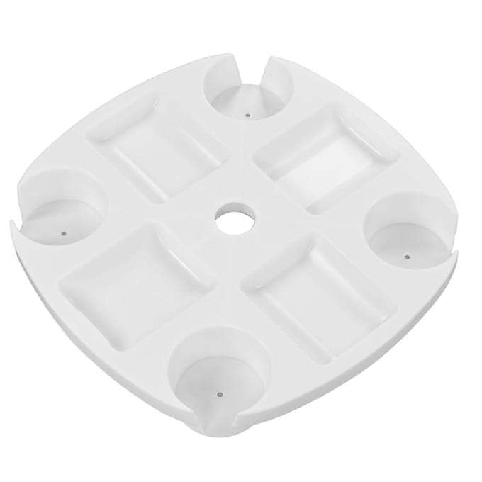 Strandparasol Tafelblad Wit Rond Parasolblad met 4 Bekerhouders voor Snack Drank white