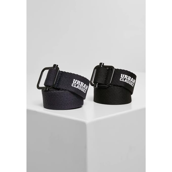 Urban Classics - Industrial 2-Pack Canvas riem - S/M - Zwart/Blauw