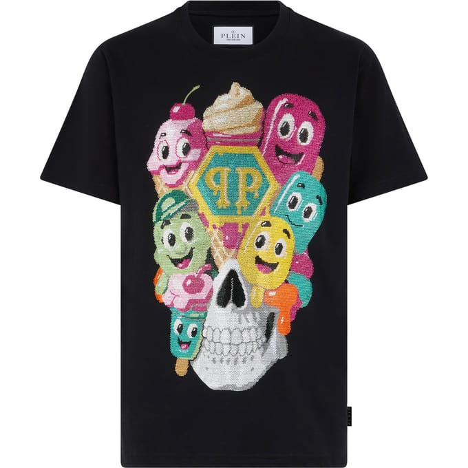 Round Neck T-Shirt Little Ice Cream Skull
