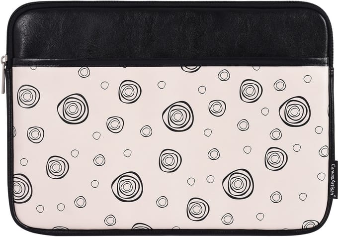 Laptophoes 13 Inch PU – Laptop Sleeve – Cosmic Circles Ivoor