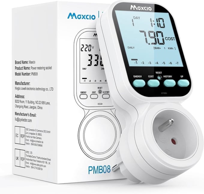 Digitale Energiemeter Stopcontact met LCD Display - Verbruiksbewaking en Energiebesparing