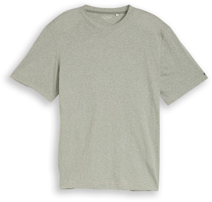 Tom Tailor - T-shirt met fijne streepjes - Maat S - shadow olive fine stripe