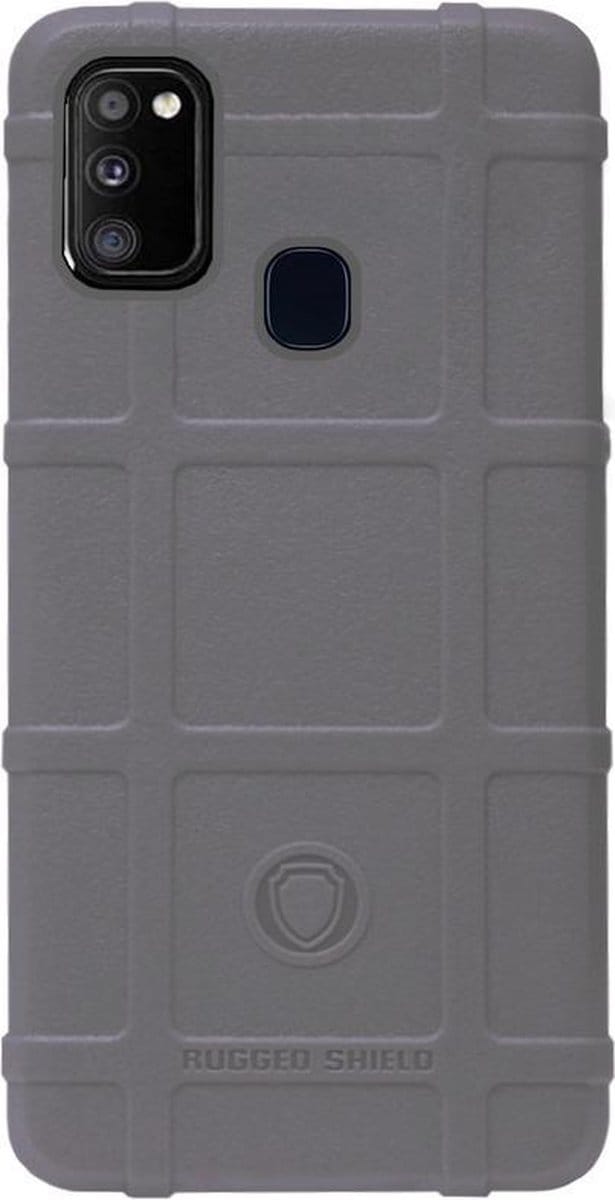 RUGGED SHIELD Rubber Bumper Case Hoesje Geschikt voor Samsung Galaxy M30s/ M21 - Grijs