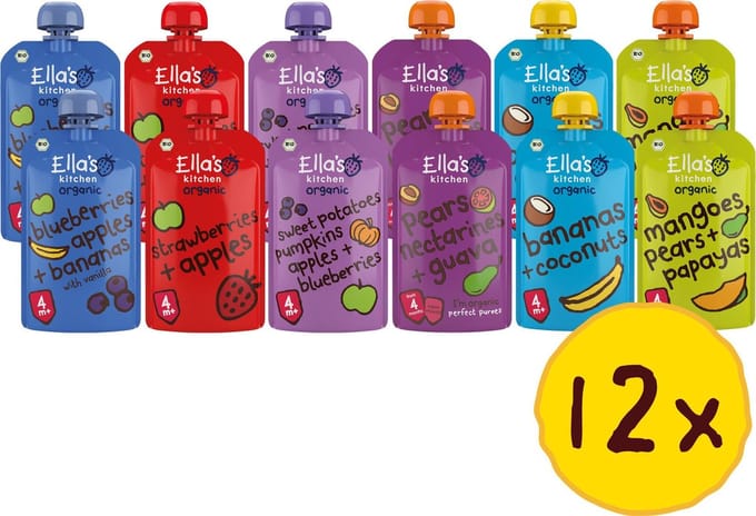 Ella's kitchen 4+ m 12 Stuks Knijpzakjes Pakket