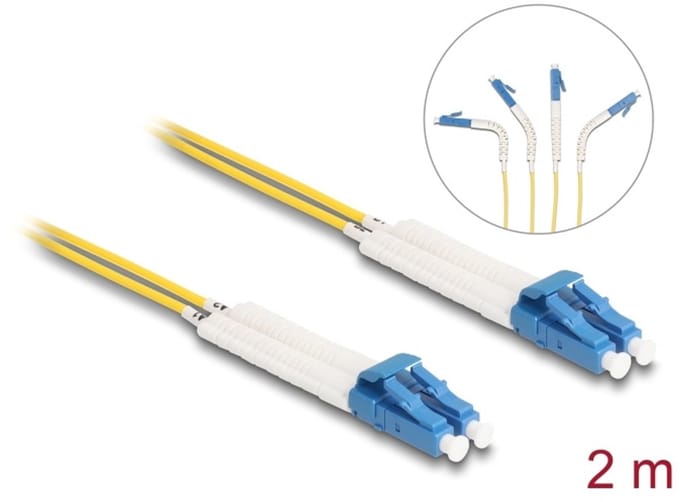 Delock Optical Fiber Cable LC Duplex to LC Duplex singlemode OS2 angled 2 m