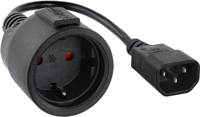 Adapterkabel C14 naar Schuko CEE7 voor UPS Aansluiting 50 cm Zwart