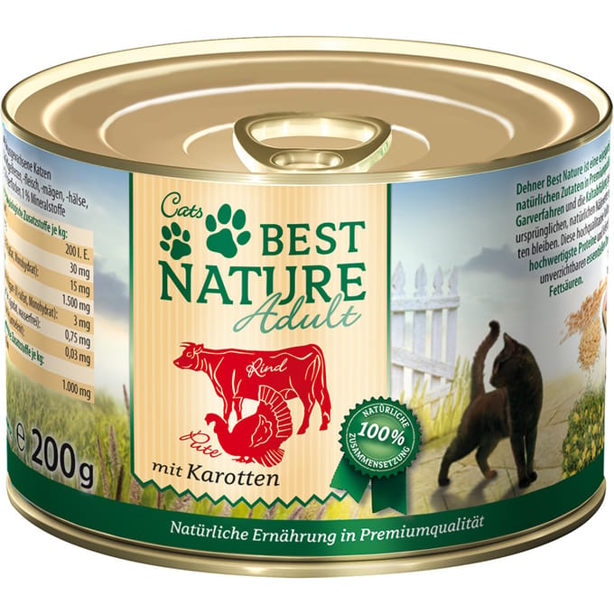 6x 200g Best Nature Cat Adult Rundvlees, kalkoen & wortelen natvoer voor katten