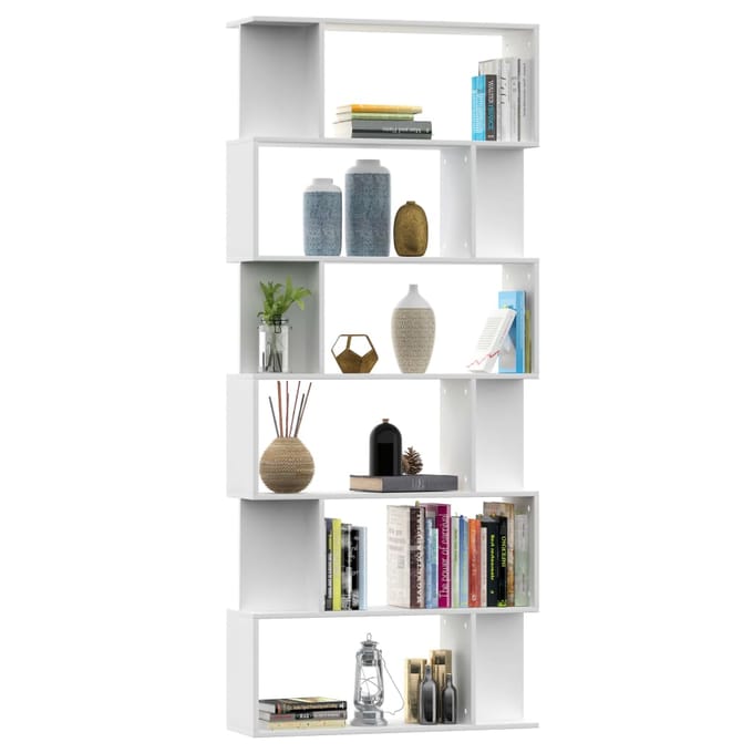 vidaXL - Boekenkast - / - kamerscherm - 80x24x192 - cm - bewerkt - hout - wit