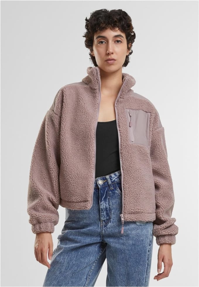 Urban Classics - Sherpa Mix Jacket - S - Roze