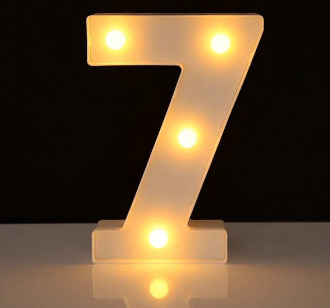 Lichtgevend Cijfer 7 - 22 cm - Wit - LED